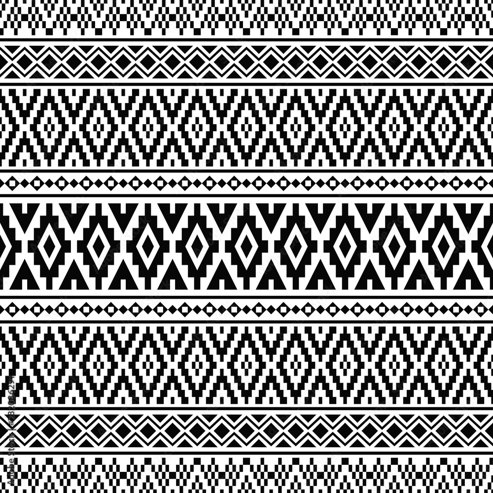 Ikat aztec ethnic pattern in black and white color. Indoan, Native ...