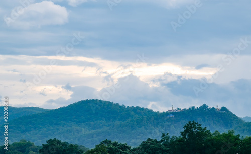 landscape with mountains and clouds