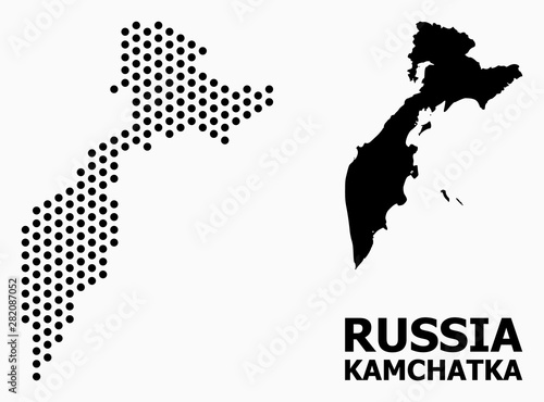 Dotted Mosaic Map of Kamchatka Peninsula