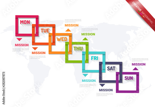 weekly planner  Timeline business for 7 day  Presentation business can be used for Business concept with 7 options  steps or processes. 