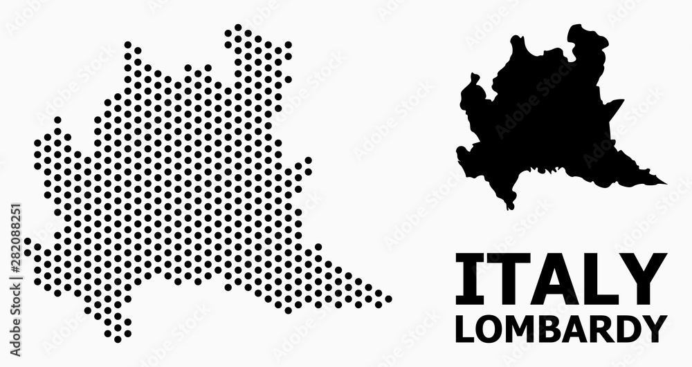 Εκτύπωση καμβά Dot Pattern Map of Lombardy Region