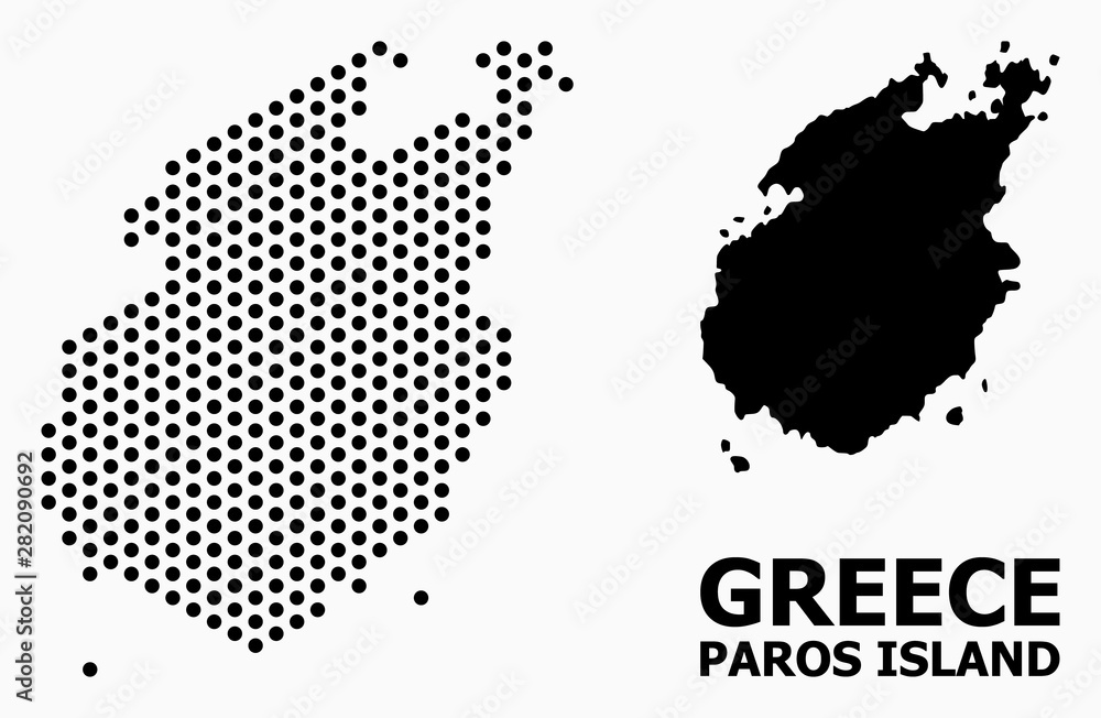 Dot Mosaic Map of Paros Island