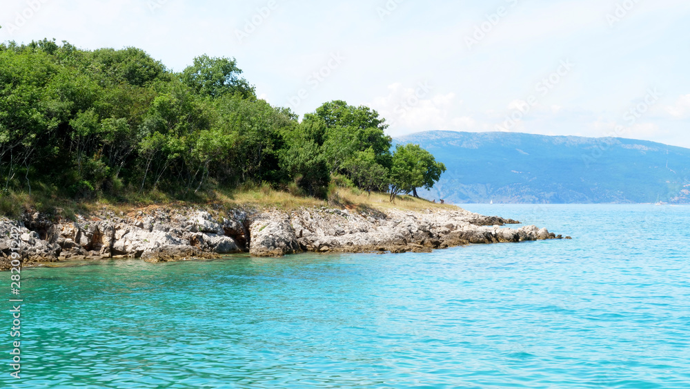 Naklejka premium beautiful adriatic sea and coast with forest in croatia