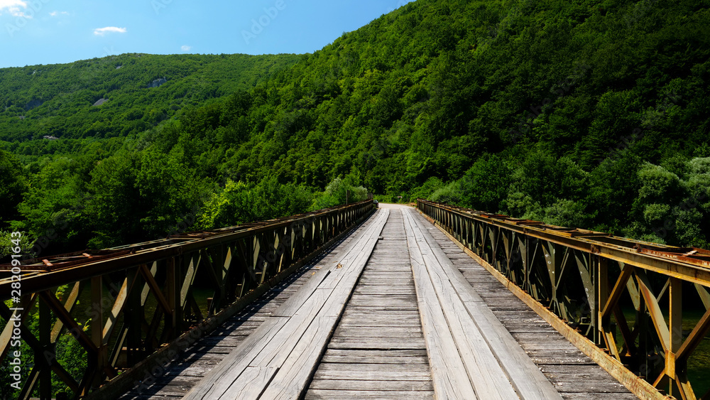 wooden bridge and forest, in Bosnia wooden bridge and forest, in Bosnia