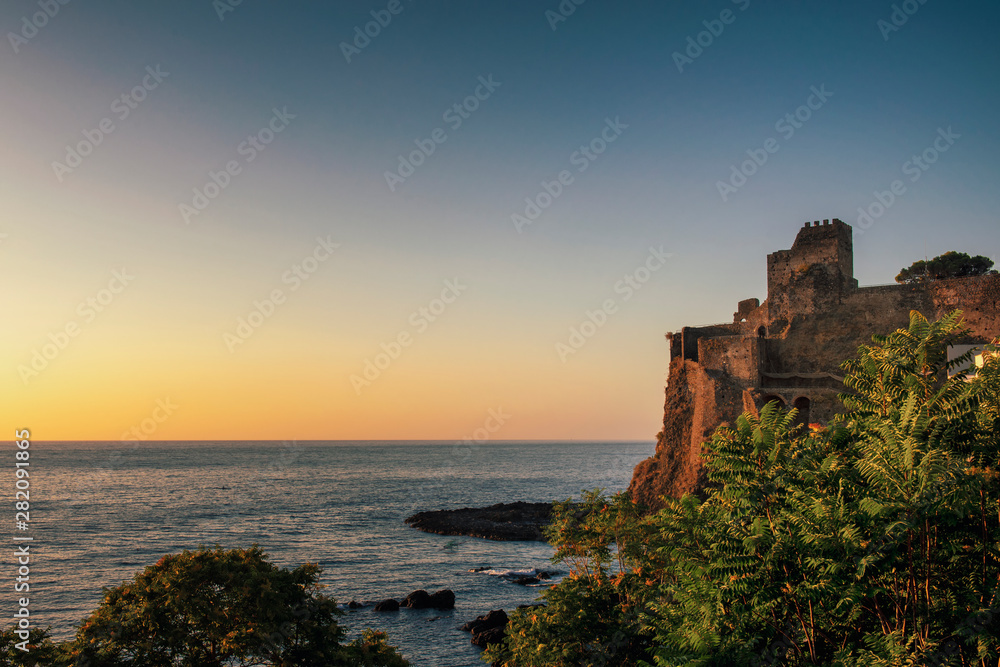 Norman castle in Aci Castello on the Ionian sea in Sicily