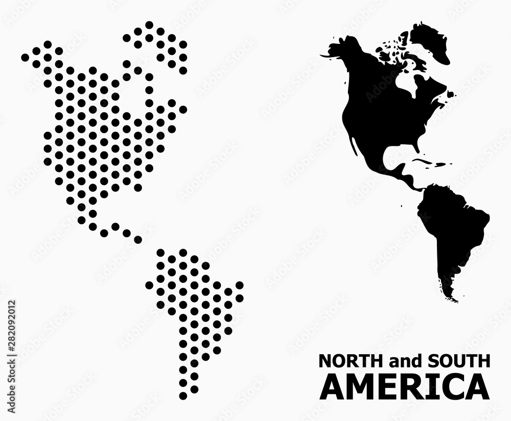 Obraz premium Dot Pattern Map of South and North America
