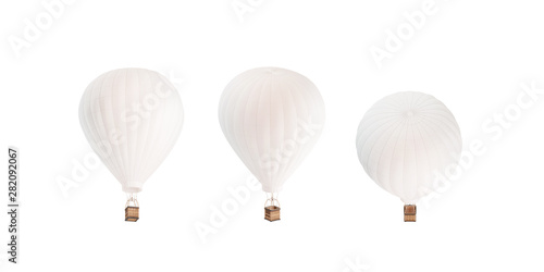Photography Blank white balloon with hot air mockup set, sides, 3d rendering