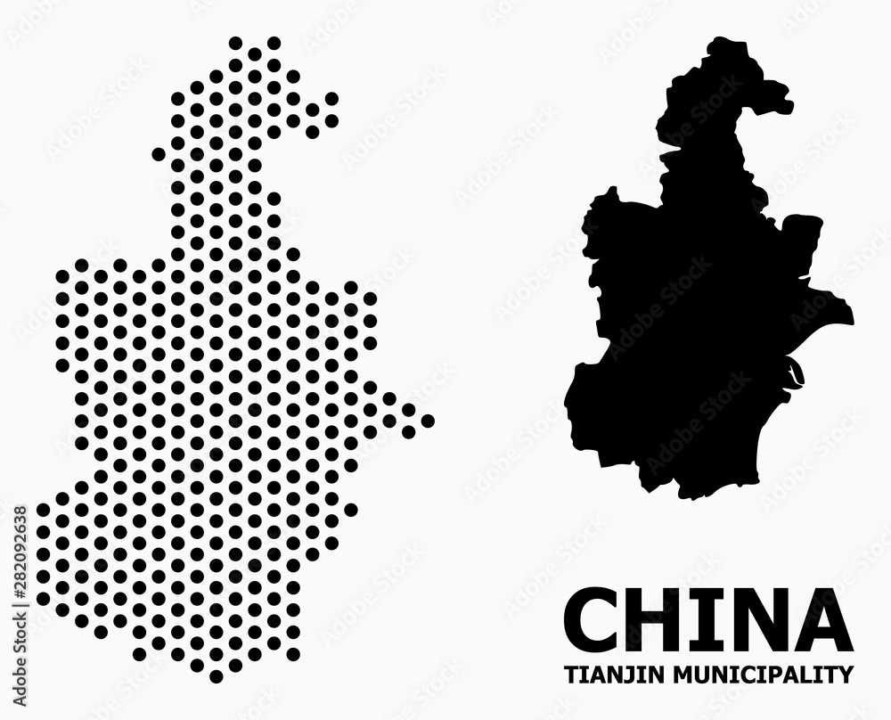 Pixel Mosaic Map of Tianjin Municipality