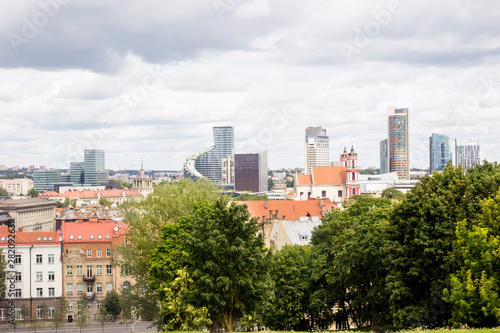 Beautiful view of old town and modern quarter. Vilnius, Lithuania