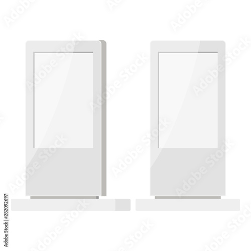 Set promotional interactive information kiosk mockup outdoor billboard marketing panel.