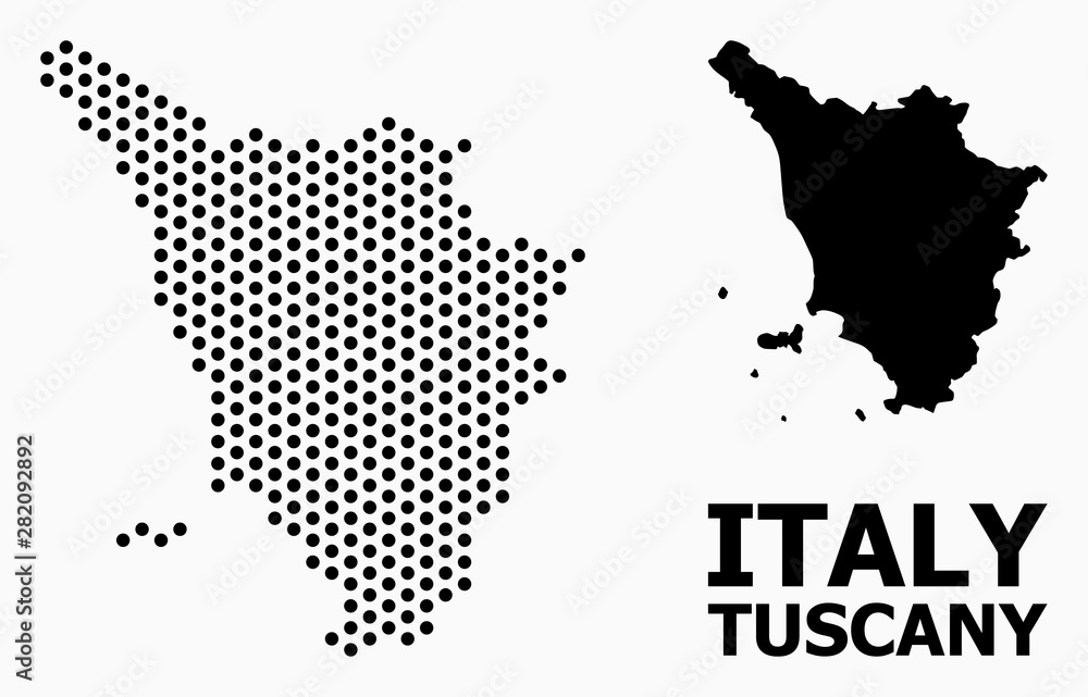 Dotted Mosaic Map of Tuscany Region