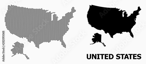 Dotted Pattern Map of USA and Alaska