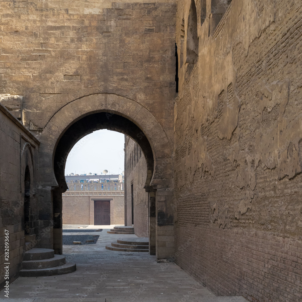 Arch at one of the passages surrounding Ibn Tulun Mosque, Medieval Cairo, Egypt