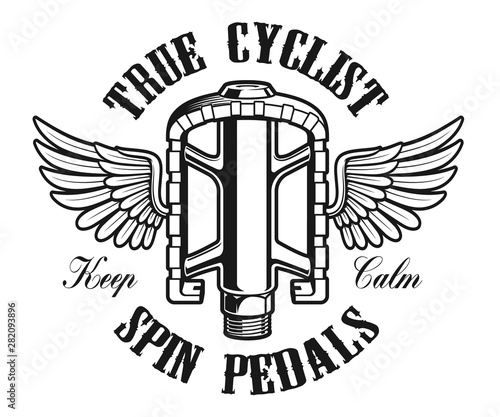 Vintage illustration of a bicycle pedal with wings