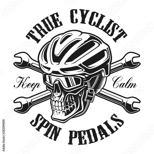 Vector illustration of a skull in cyclist helmet