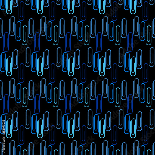 School or office supplies background with paperclip. Back to school pattern. Seamless stationery tool vector illustration