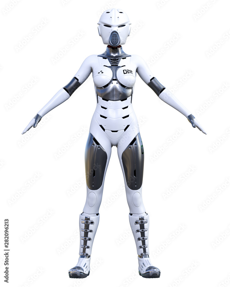 Robot woman. Matte metal droid. Artificial Intelligence. Robot woman. Matte metal droid. Artificial Intelligence.