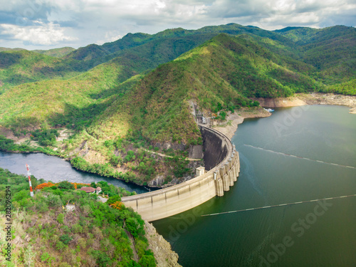 View of Bhumibol Dam, The dam is situated on the Ping in Tak Province Thailand.