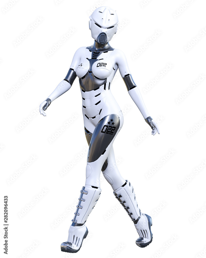 Robot woman. Matte metal droid. Artificial Intelligence. Robot woman. Matte metal droid. Artificial Intelligence.
