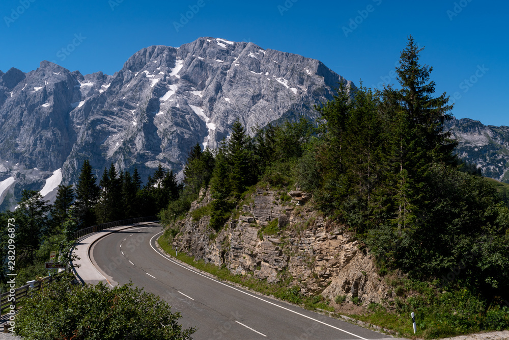 Naklejka premium Rossfeld Panorama Strasse Alpine pass road in Berchtesgaden National Park in Bavaria, Germany Europe in the summer of 2019