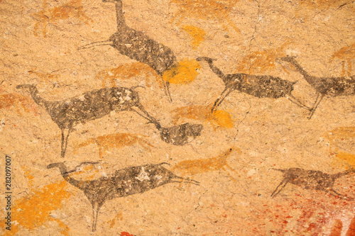 ancient paintings made by prehistoric people  photo