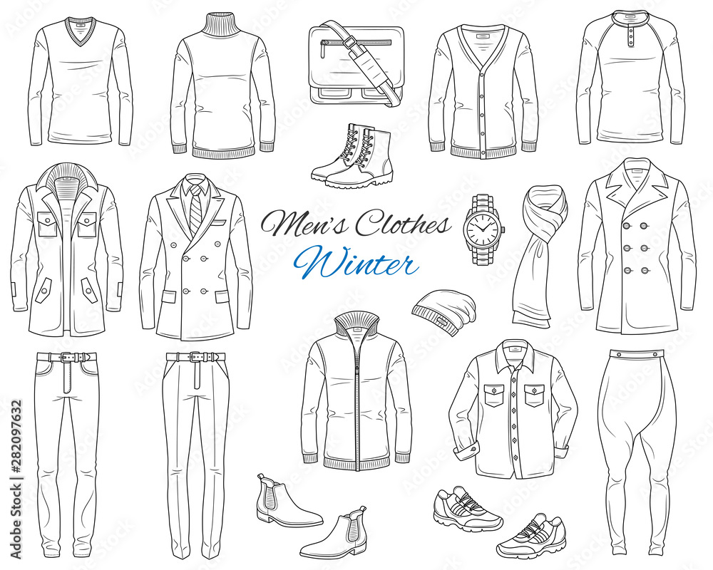 Men s Fashion set clothes and accessories winter outfit coats