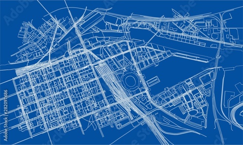 Outline city concept. Wire-frame style