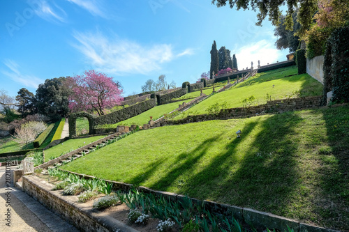 Flowering terrace in the gardens of Bardini. Florence, Italy