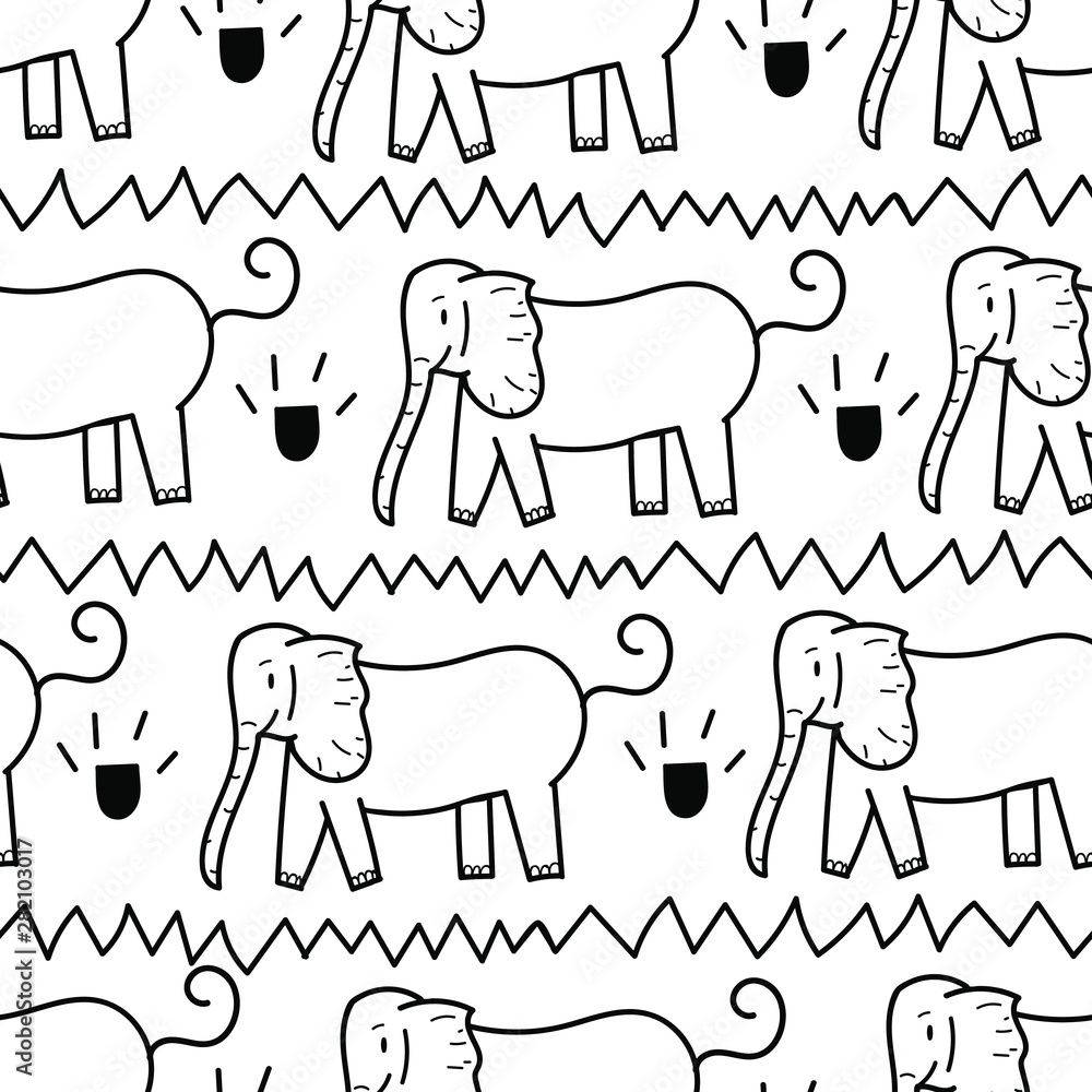 Vector Seamless childish pattern with cute elephants . Creative kids texture for fabric, wrapping, textile, wallpaper, apparel Vector Seamless childish pattern with cute elephants . Creative kids texture for fabric, wrapping, textile, wallpaper, apparel