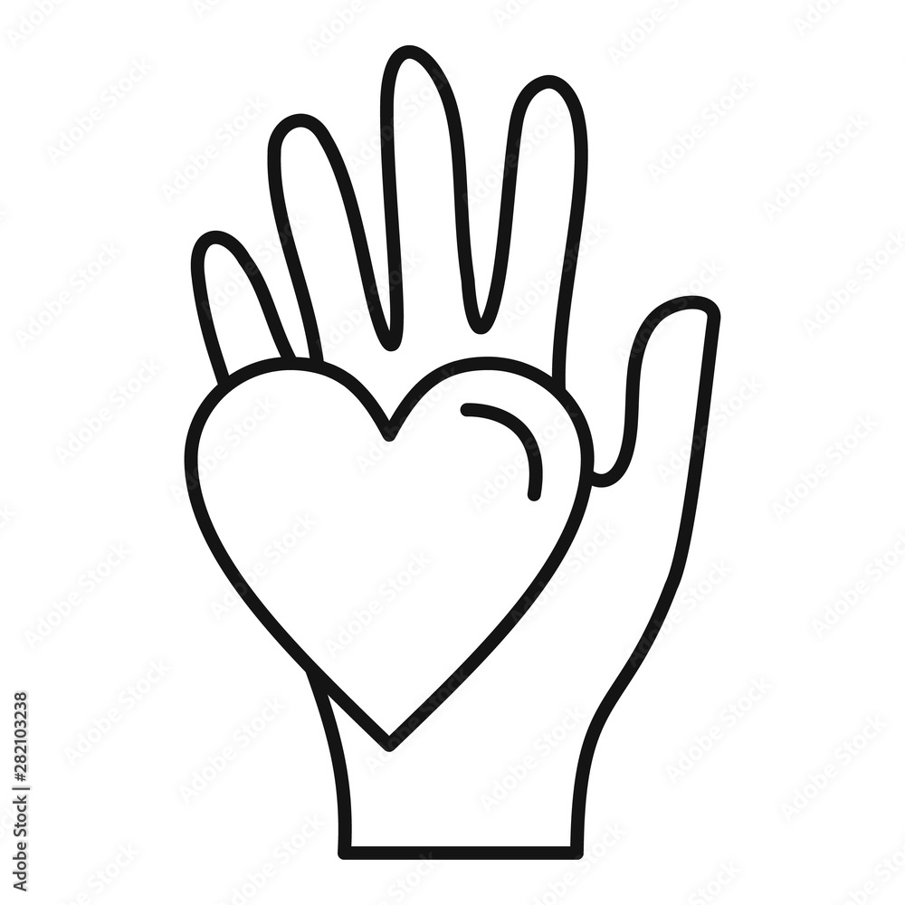 Hand keep heart icon. Outline hand keep heart vector icon for web design isolated on white background Hand keep heart icon. Outline hand keep heart vector icon for web design isolated on white background
