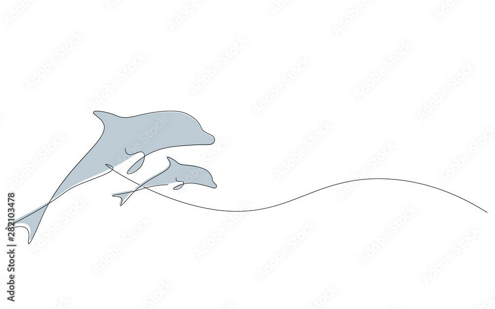 Dolphins jump on sea vector illustration Dolphins jump on sea vector illustration