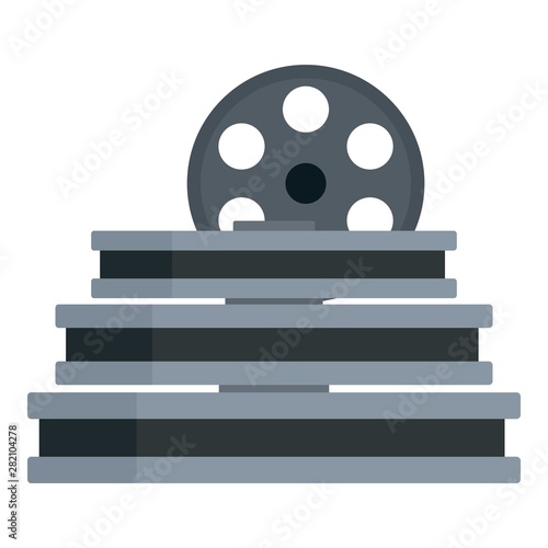 Film reel stack icon. Flat illustration of film reel stack vector icon for web design