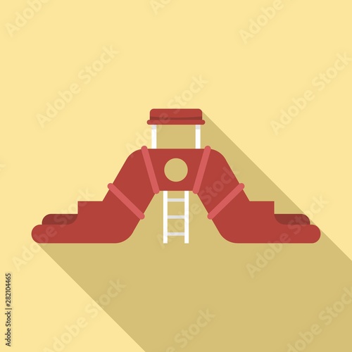 Double aquapark slide icon. Flat illustration of double aquapark slide vector icon for web design