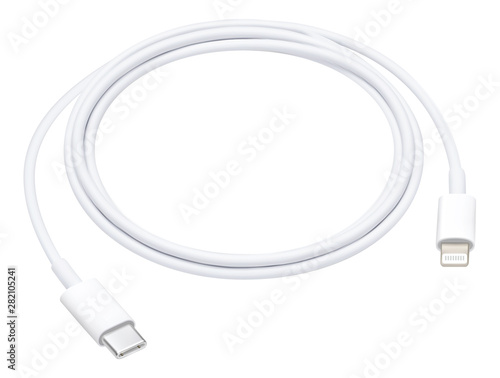 Smartphone charge cable. Realistic vector file.