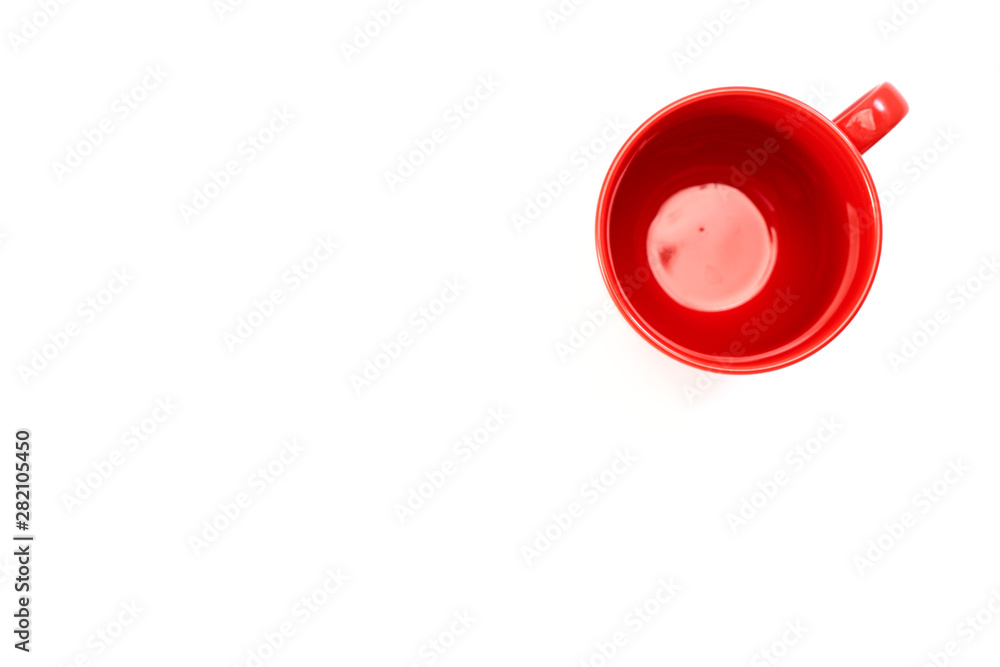 Empty Red cup for coffee and tea on white