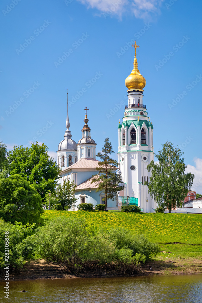 View of Bell tower of Saint Sophia Cathedral in Vologda, Russia