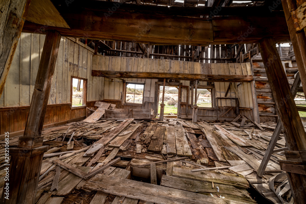 Old movie set from Gunsmoke interior falling down from time Stock