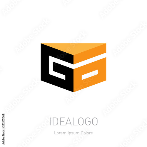 Go! Initial 3d logo. Vector design element or 3d icon. G and O - monogram logotype.