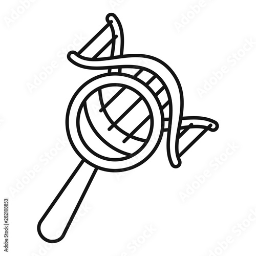 Dna under magnify glass icon. Outline dna under magnify glass vector icon for web design isolated on white background