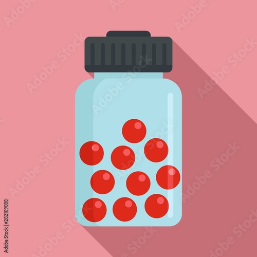 Pill ball jar icon. Flat illustration of pill ball jar vector icon for web design