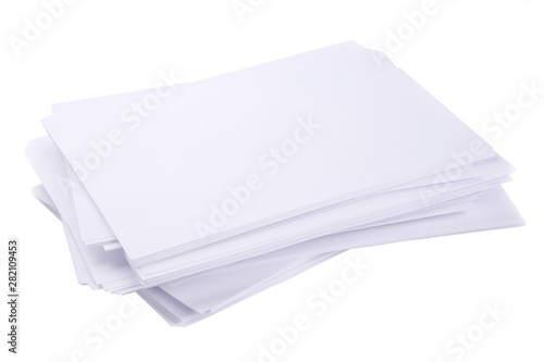 Stack white paper isolated on white background with Clipping Path