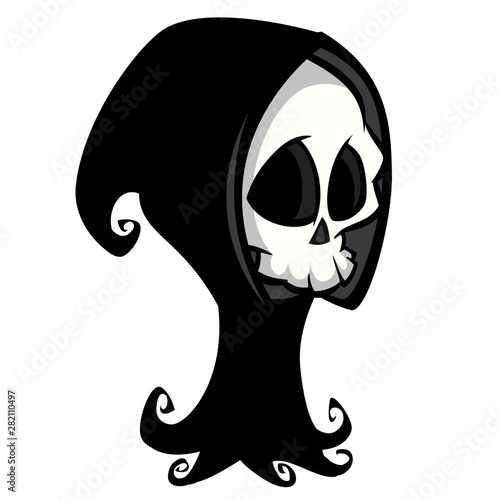 Cute cartoon grim reaper. Halloween vector illustration