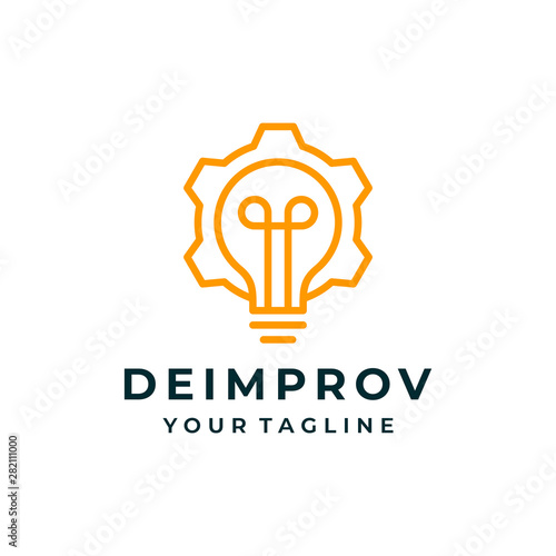 Lamp gear logo and icon design vector.