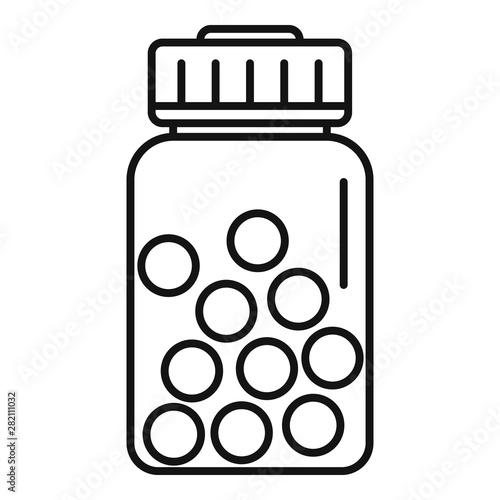 Pill ball jar icon. Outline pill ball jar vector icon for web design isolated on white background