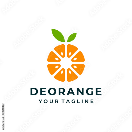 Orange fruit juice logo and icon design vector.