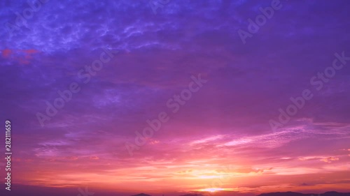 exotic sunset in evening time, with clouds Red purple orange blue pink  purple
