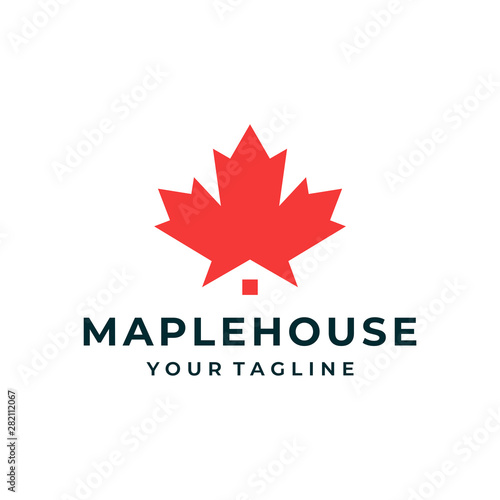 Maple leaf house logo and icon design vector.