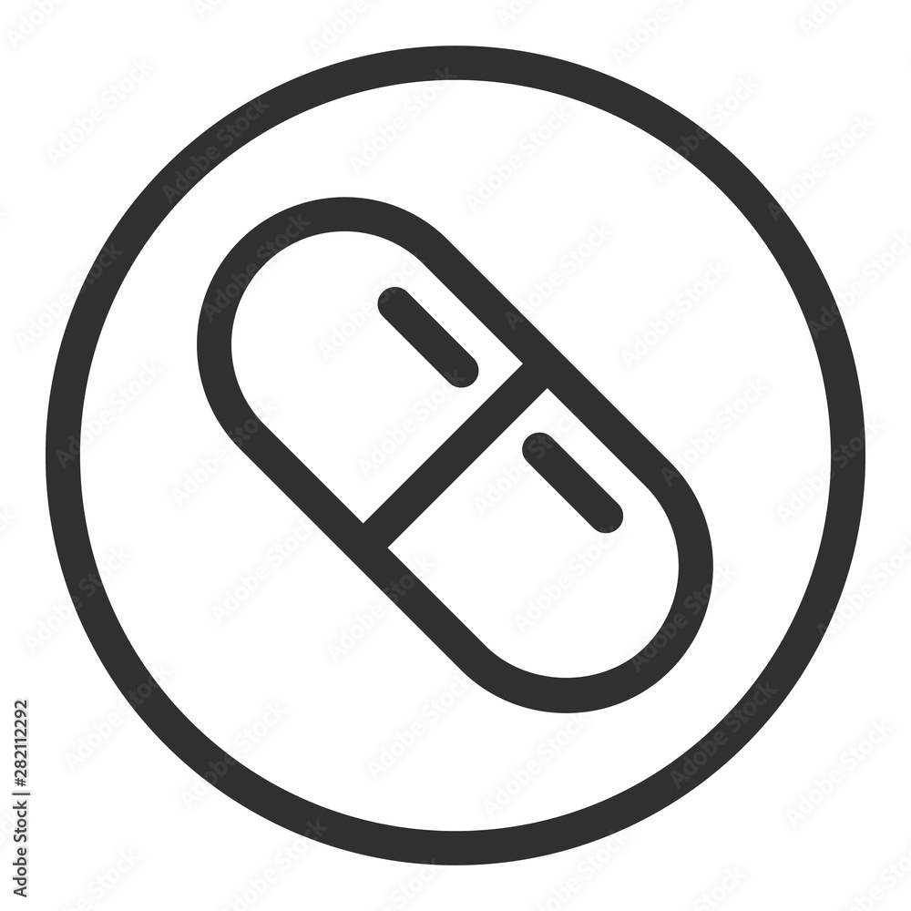 Capsule in circle icon. Outline capsule in circle vector icon for web design isolated on white background Capsule in circle icon. Outline capsule in circle vector icon for web design isolated on white background