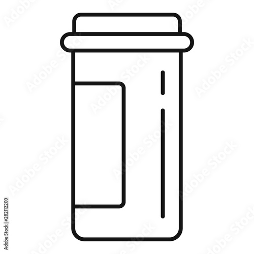 Plastic pill jar icon. Outline plastic pill jar vector icon for web design isolated on white background