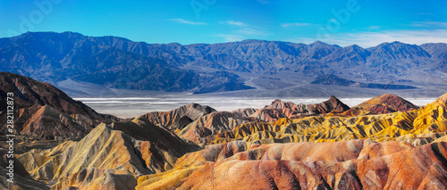 An evening view from Zabriskie Point to Golden Canyon, Death Vally National Park photo
